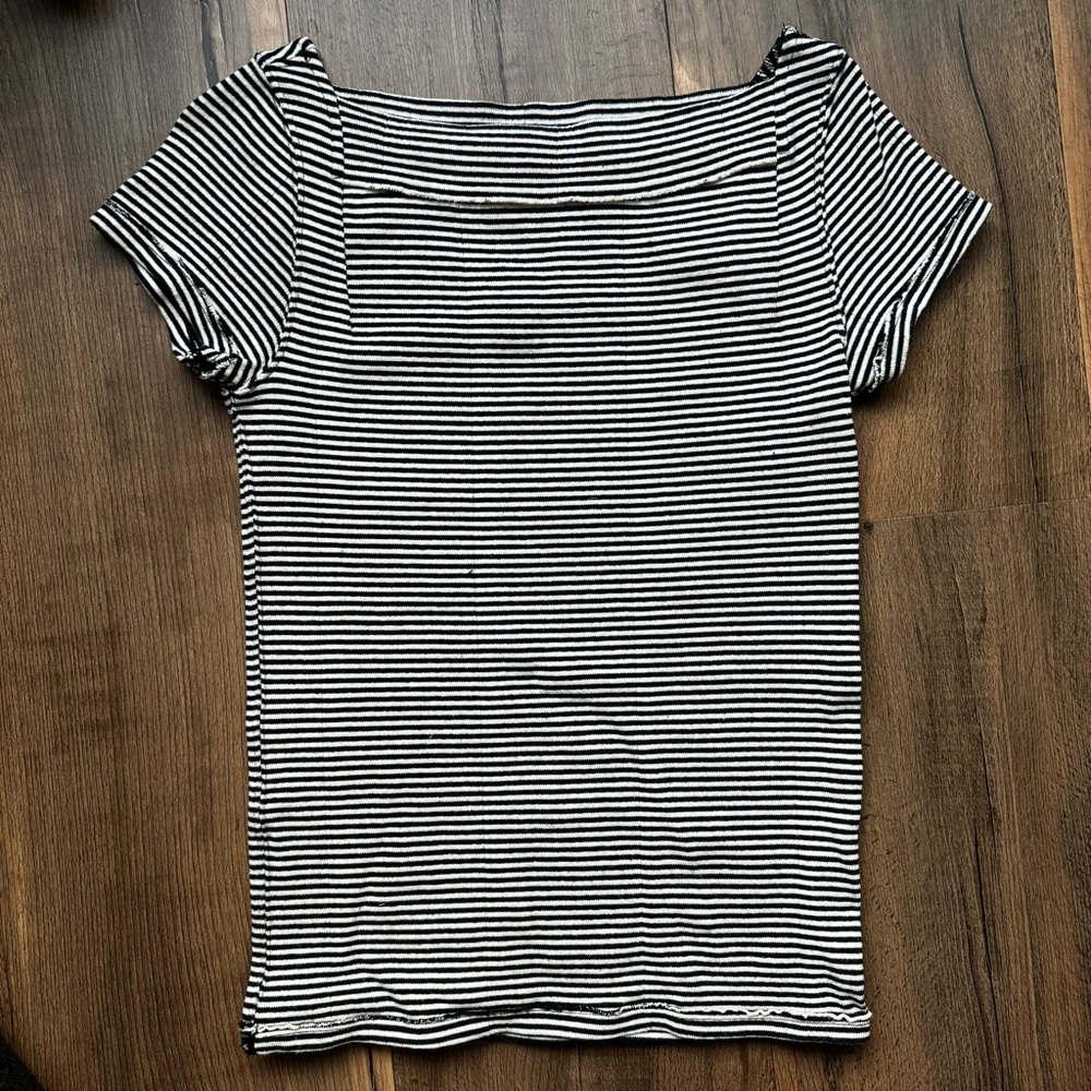 Free People We the Free striped short sleeve shirt. Size medium
